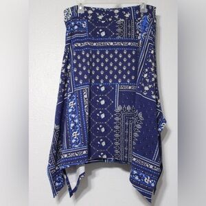 denim + company printed Jersey trapeze hem skirt with wide waistband and…